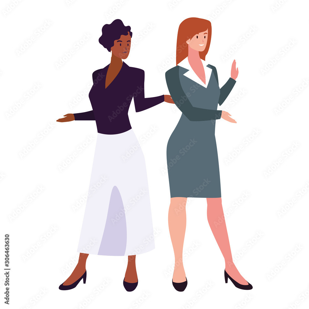 cute businesswomen with various views, poses and gestures
