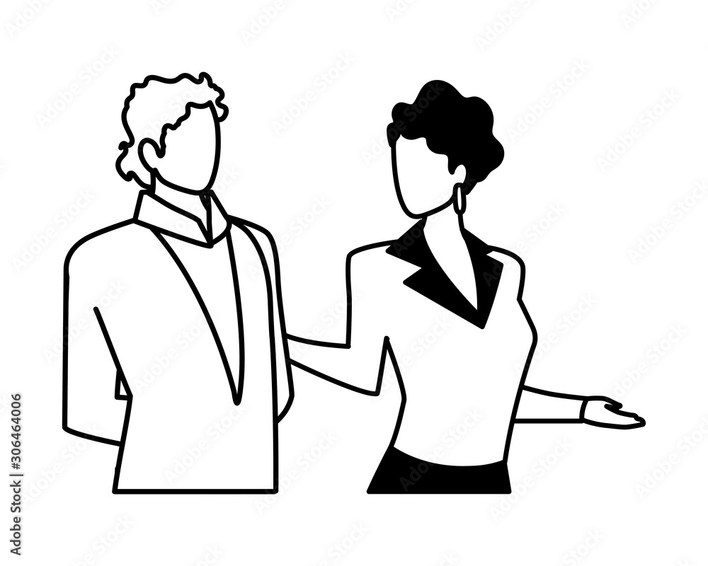 business couple faceless on white background business couple faceless on white background