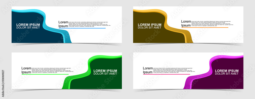 Set of abstract vector banners design. Collection of web banner template. modern template design for web, ads, flyer, poster with 4 different colors on grey background Set of abstract vector banners design. Collection of web banner template. modern template design for web, ads, flyer, poster with 4 different colors on grey background