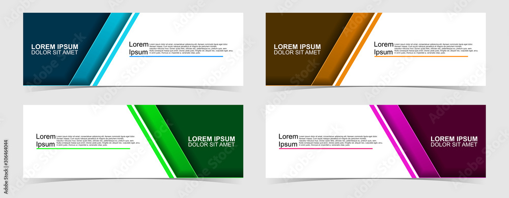 Set of abstract vector banners design. Collection of web banner template. modern template design for web, ads, flyer, poster with 4 different colors on grey background Set of abstract vector banners design. Collection of web banner template. modern template design for web, ads, flyer, poster with 4 different colors on grey background