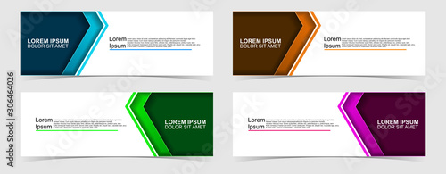 Set of abstract vector banners design. Collection of web banner template. modern template design for web, ads, flyer, poster with 4 different colors on grey background