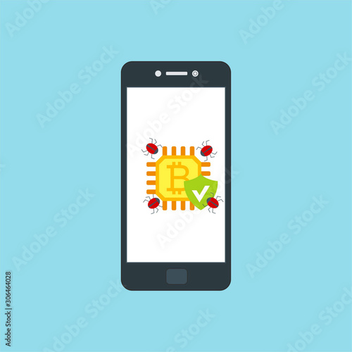 Smartphone security alert icon. Flat illustration of smartphone security alert vector icon for web design