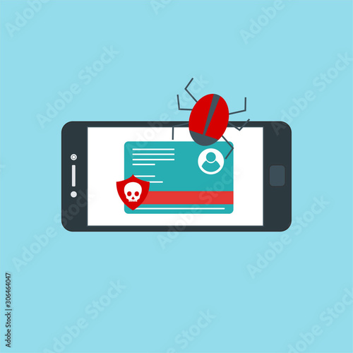 Smartphone security alert icon. Flat illustration of smartphone security alert vector icon for web design