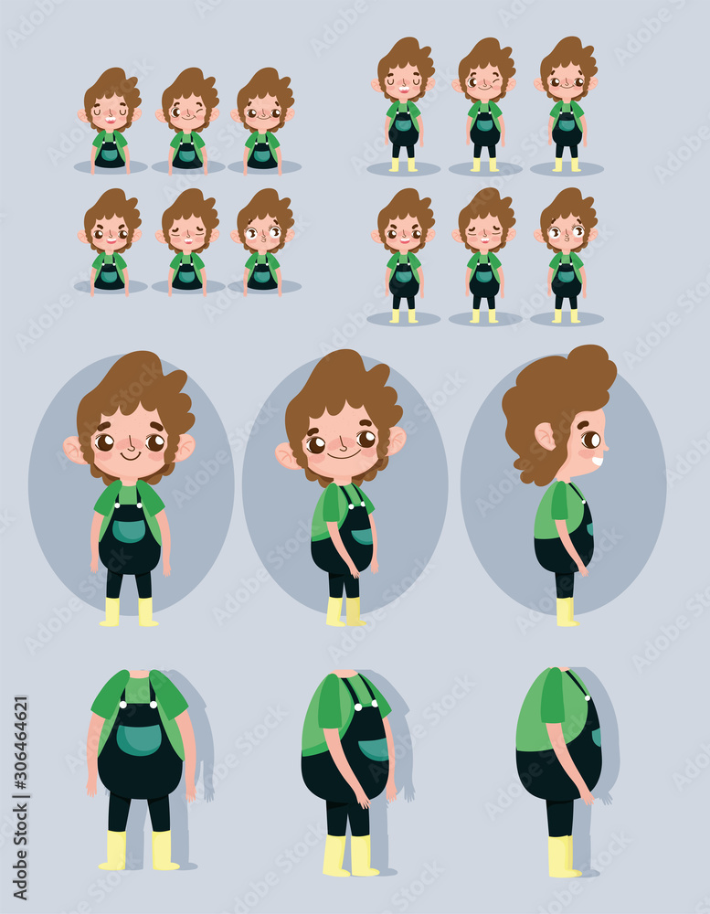 cartoon character animation little boy some parts body