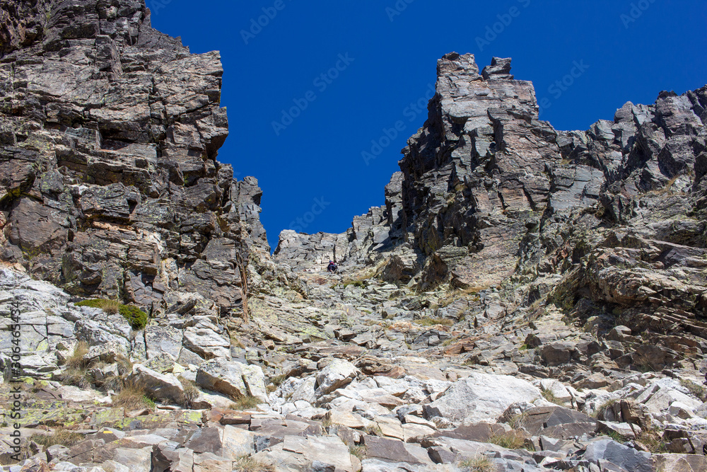 The chimney below the summit of Canigou