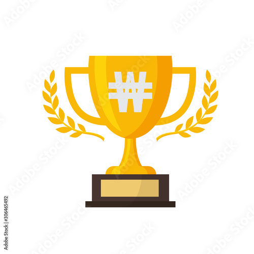 Gold trophy with silver won sign,vector illustration