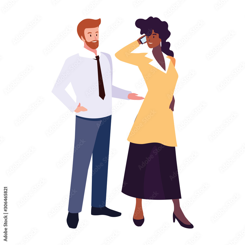 business couple standing on white background business couple standing on white background