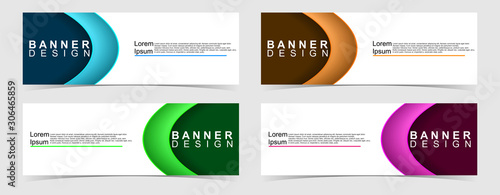 Set of abstract vector banners design. Collection of web banner template. modern template design for web, ads, flyer, poster with 4 different colors on grey background