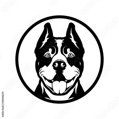 Pitbull boxer dog head cut out silhouette