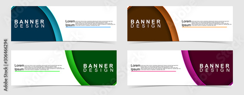 Set of abstract vector banners design. Collection of web banner template. modern template design for web, ads, flyer, poster with 4 different colors on grey background