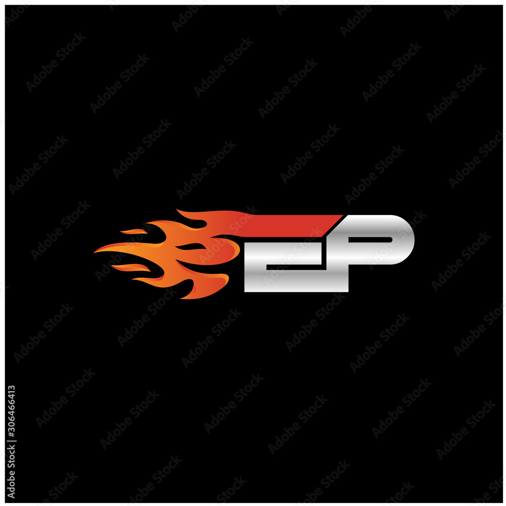 Initial Letter EP Logo Design with Fire Element Initial Letter EP Logo Design with Fire Element