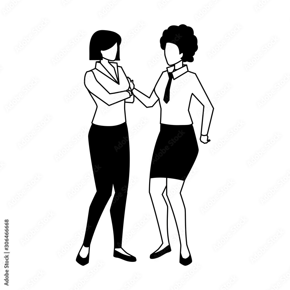 businesswomen with standing on white background