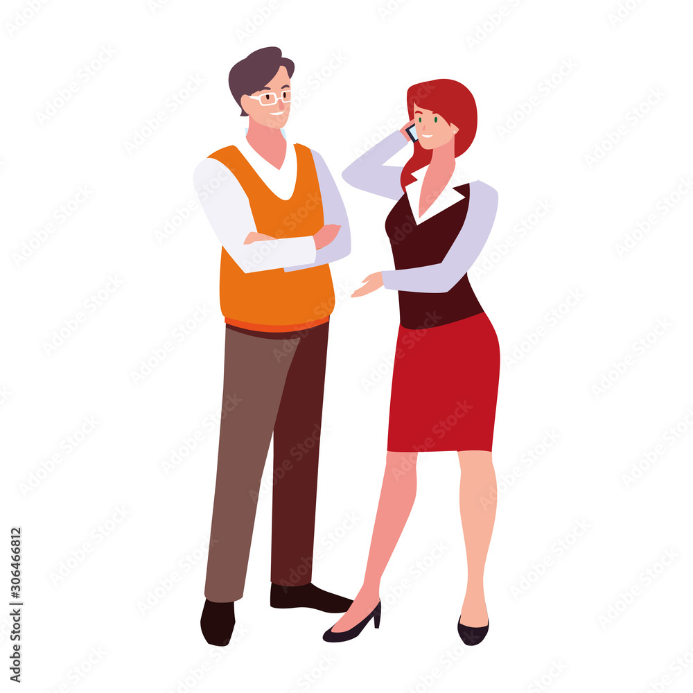 business couple standing on white background business couple standing on white background
