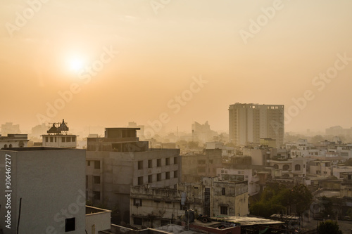 Early morning smog over the city of Jaipur, India. © nilanewsom