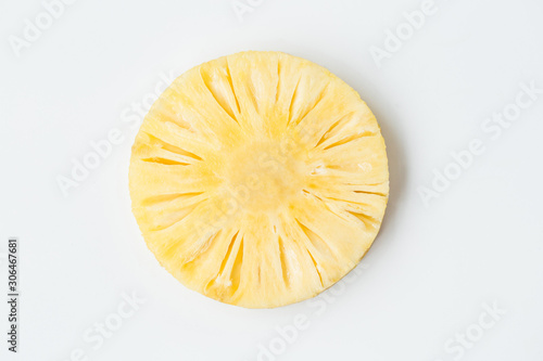 Fresh pineapple slice on the white background