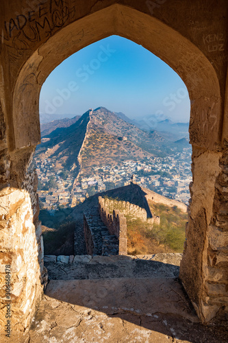 The landscape around the town of Amer in Rajasthan, India, as seen from an ancient watchtower.