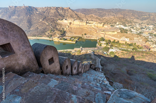 A shot of the Amber Fort taken from an opposite hill.