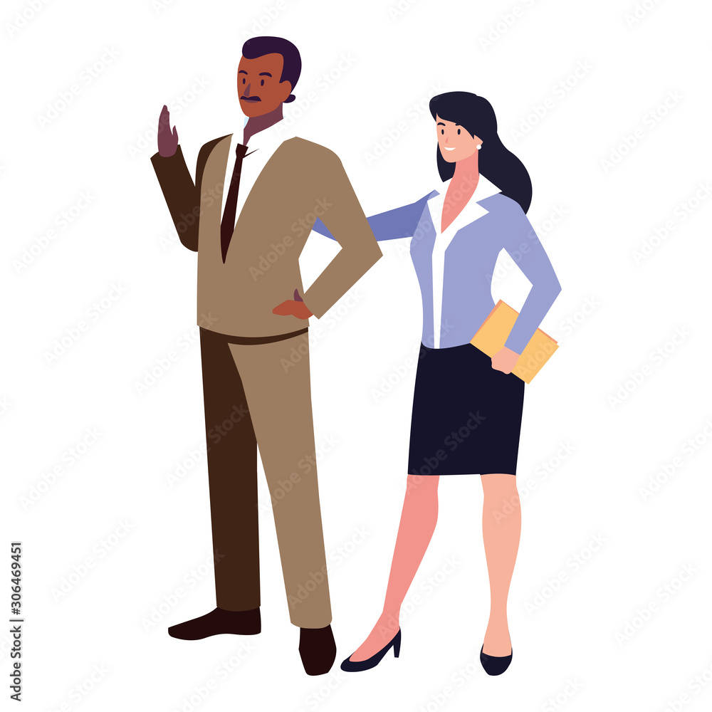 business couple standing on white background business couple standing on white background