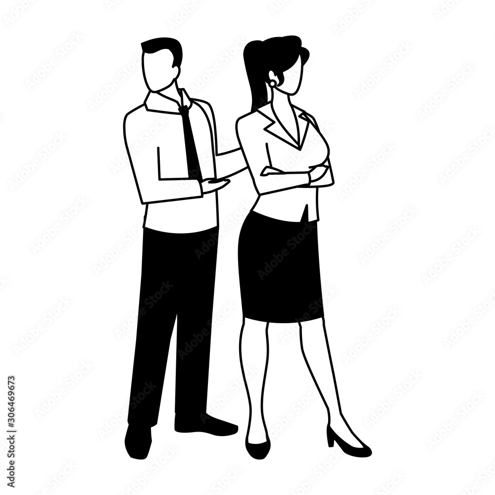 business couple standing on white background business couple standing on white background