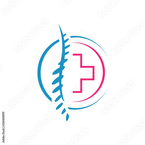 Sport medical center logo design vector illustration. athlete recovery rehab symbol sign isolated