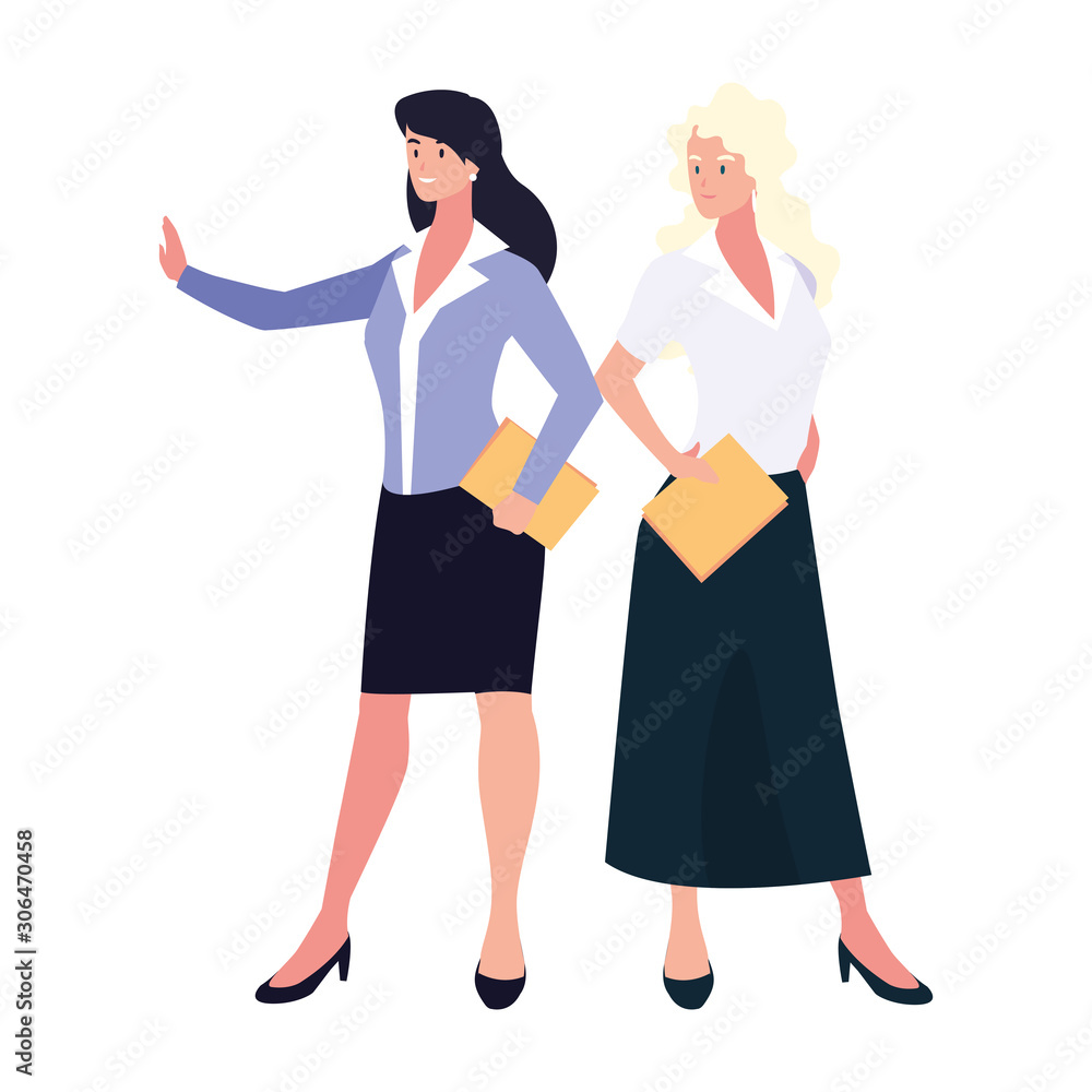 cute businesswomen with various views, poses and gestures cute businesswomen with various views, poses and gestures