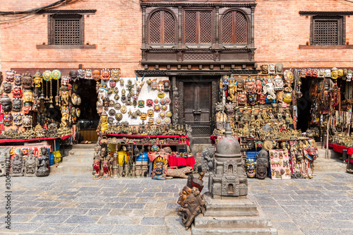 Shops selling holy trinkets in Swayambhunath, Nepal © nilanewsom