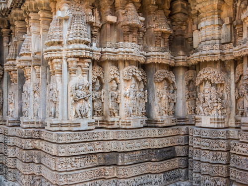 A detail of a wall at Somanathapur Temple symbolising different historical events.