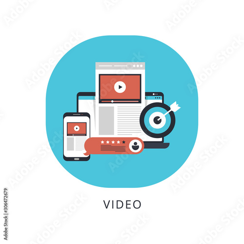 Video marketing icon concept. Making money from video with social network communication.