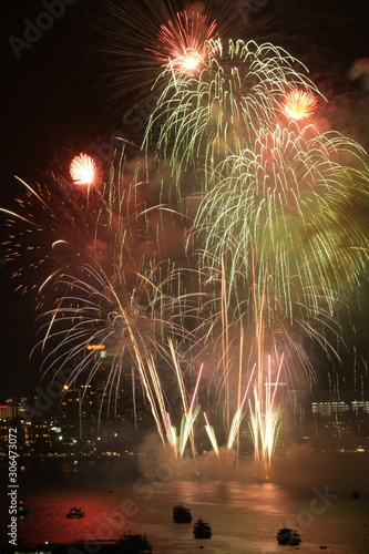 Fireworks show at pattaya beach 