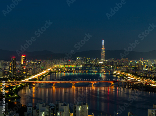 韓国ソウル漢江の夜景