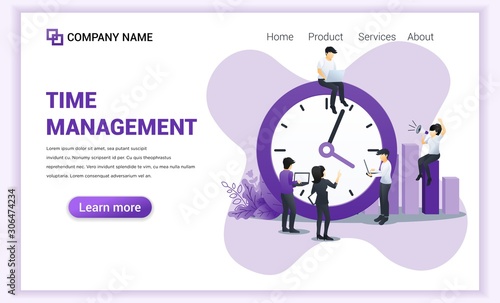 Time management concept with people planning a schedule. Can use for web banner, infographics, landing page, web template. Flat vector illustration