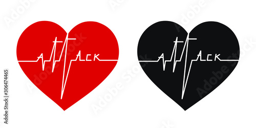heart attack; heart with cardiogram that illustrated the word 'attack' (vector file) 