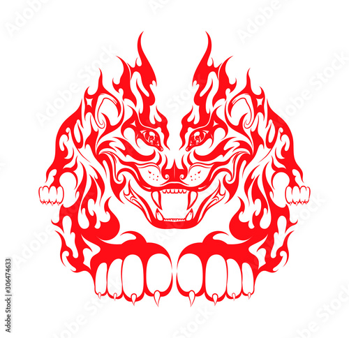 red tiger abstract tattoo sticker logotype