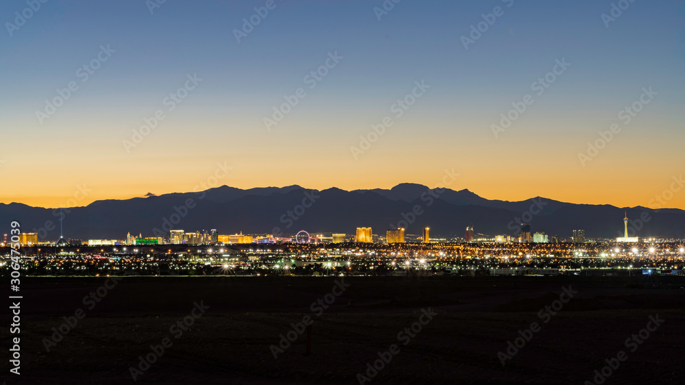 Sunset view of the famous strip skyline