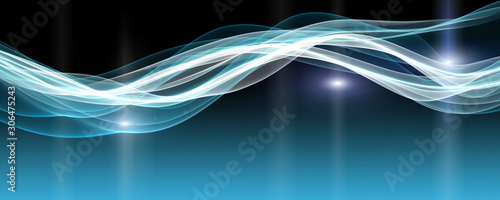 Futuristic wave panorama background design with lights and space for text