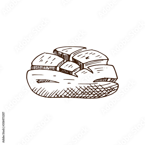 Hand drawn of bread. Sketch style vector illustration. Isolated on white.