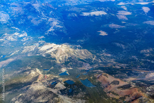 Aerial view of the Mammoth Mountain, Lake Marry