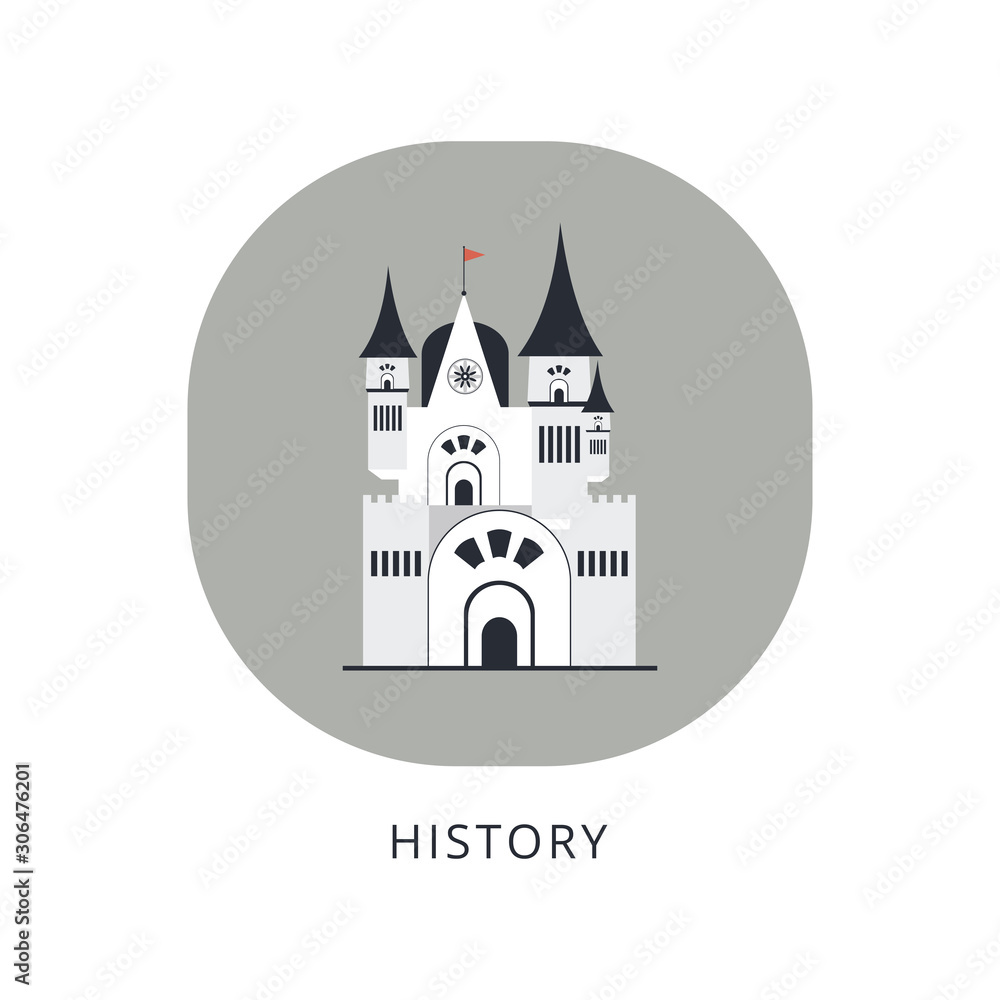 Castle and fortress icon. Collection of castle and house stock vector illustration.
