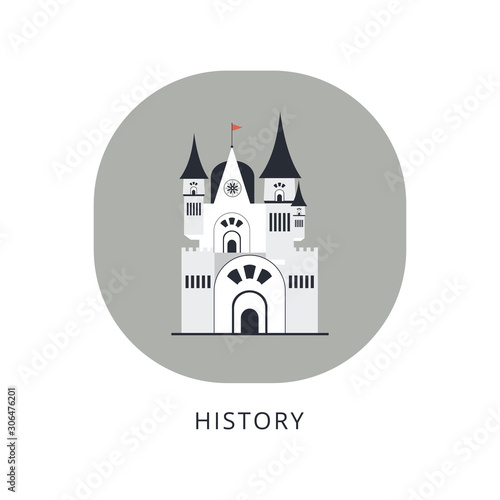 Castle and fortress icon. Collection of castle and house stock vector illustration.