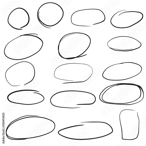 Collection of sketches of the circle line. Vector illustration