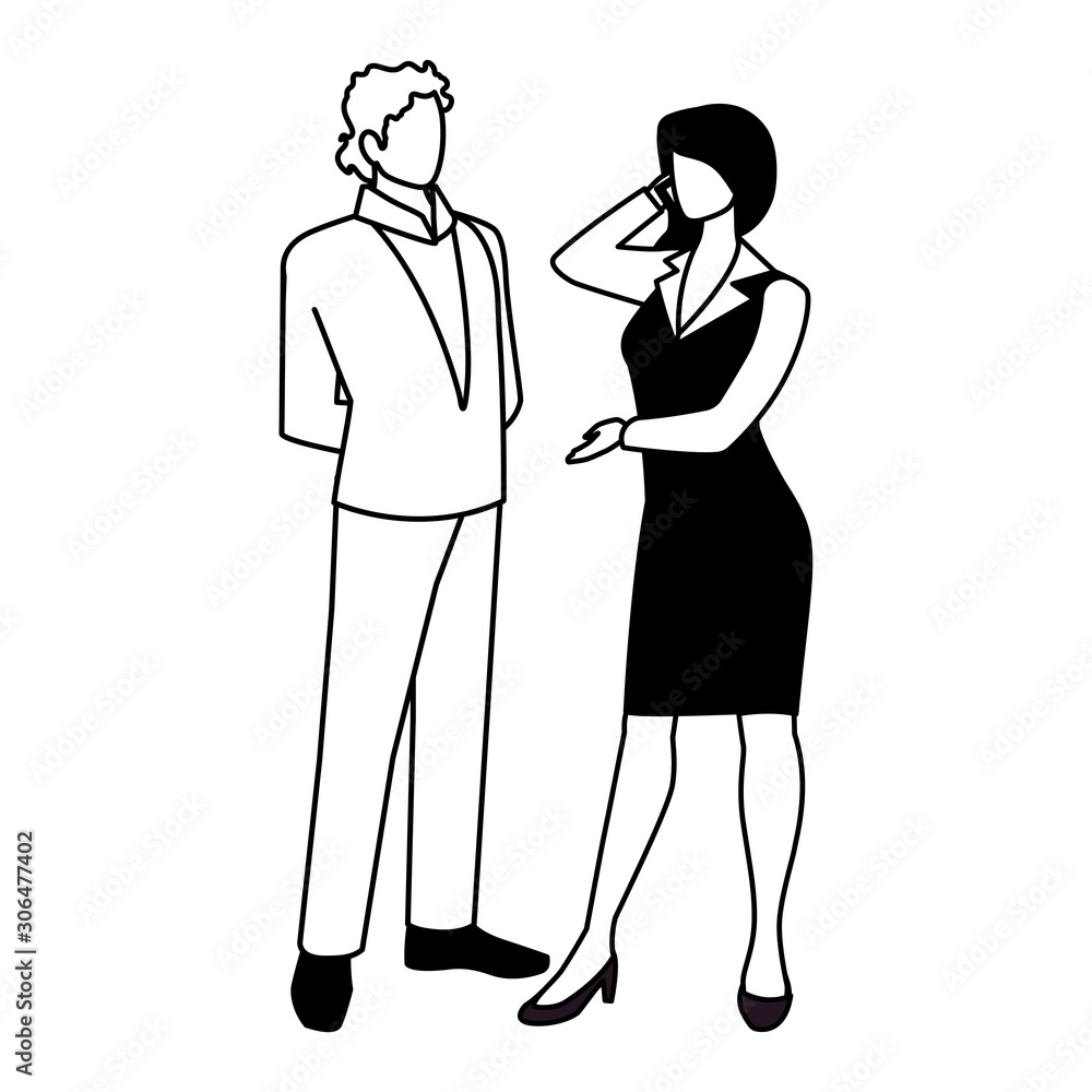 business couple standing on white background business couple standing on white background