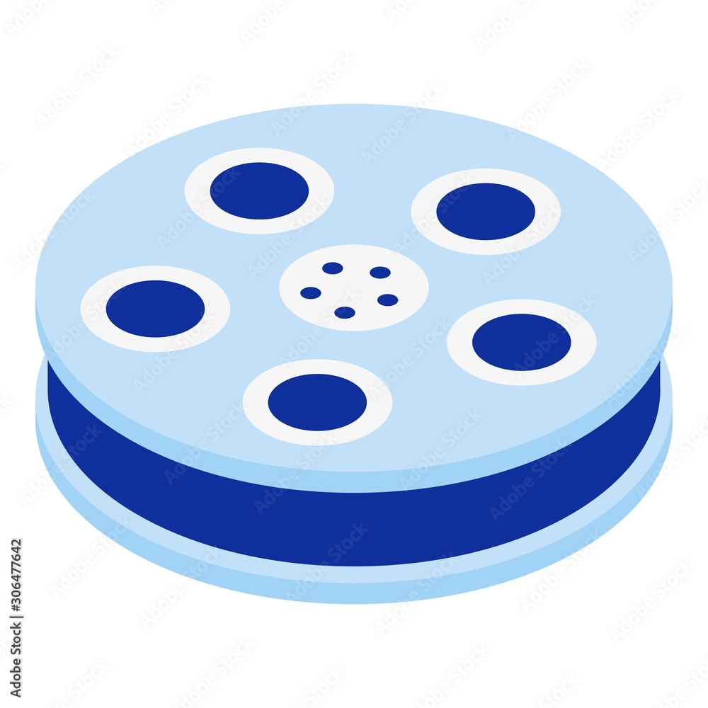 Fototapeta premium Film reel icon. Isometric of film reel vector icon for web design isolated on white background