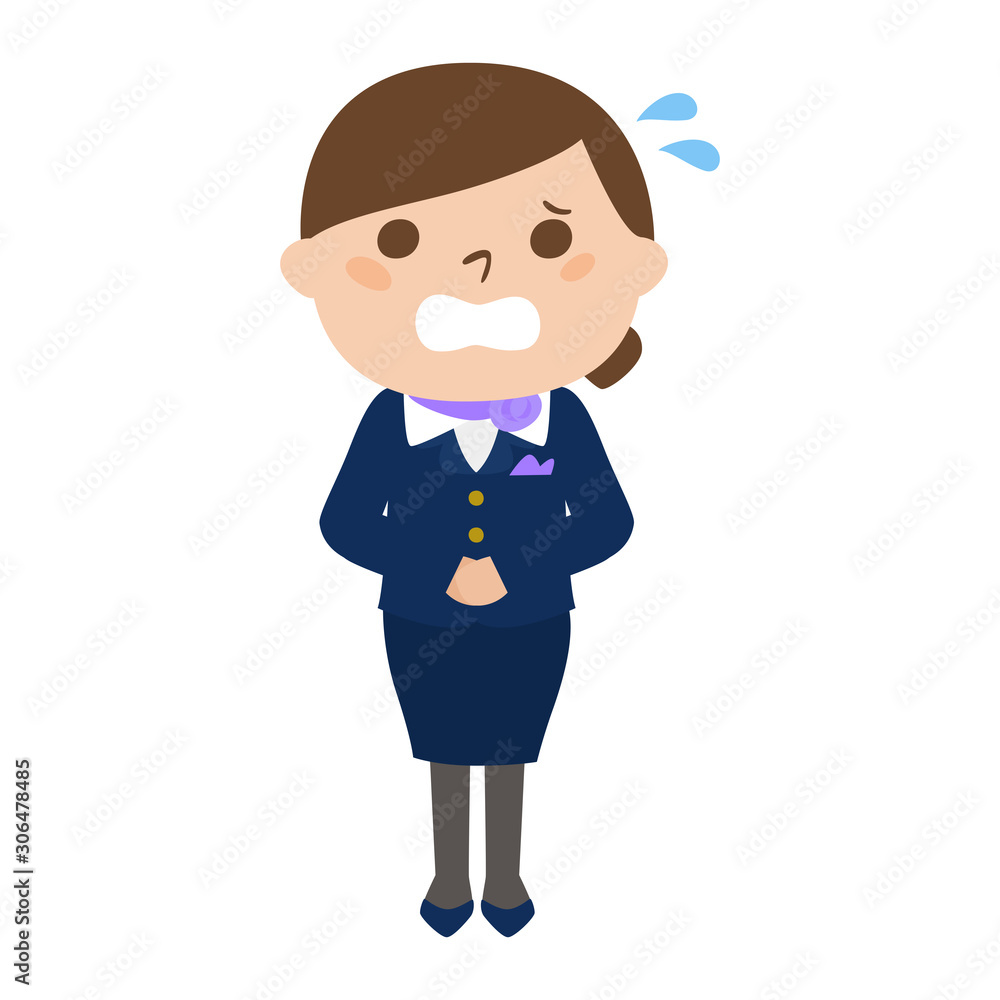 職業別 女性客室乗務員 Ca のイラスト 慌てている女性 Stock Vector Adobe Stock