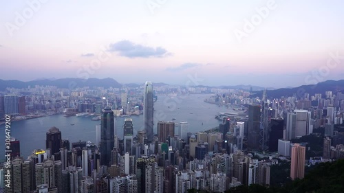 Wallpaper Mural Hong Kong cityscape at sunset top view from Victoria Peak, Timelapse Torontodigital.ca
