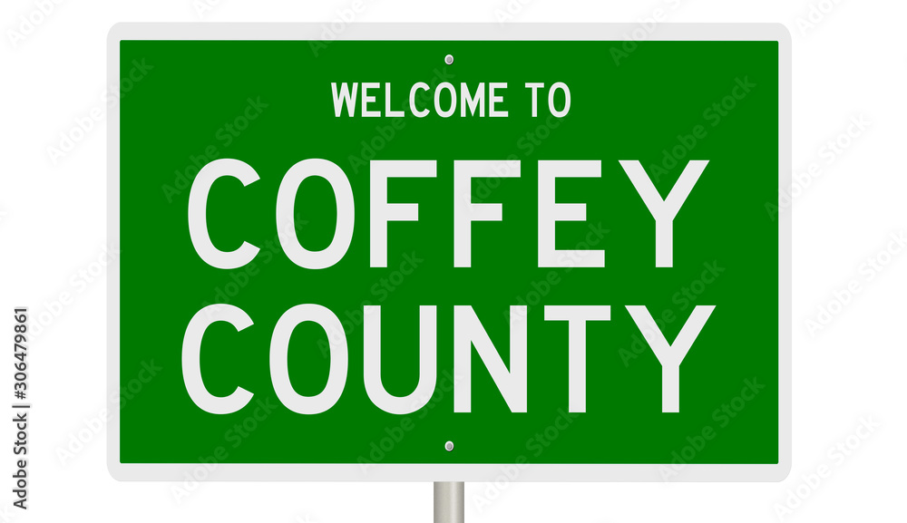 Rendering of a 3d green highway sign for Coffey County Rendering of a 3d green highway sign for Coffey County