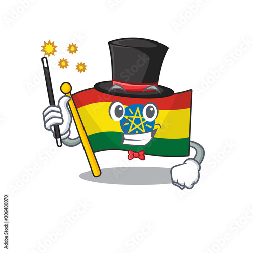 Cartoon character design of flag ethiopia Magician style