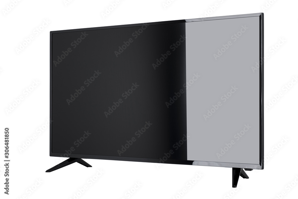 View of widescreen internet tv monitor isolated on white background View of widescreen internet tv monitor isolated on white background