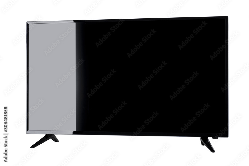 View of widescreen internet tv monitor isolated on white background View of widescreen internet tv monitor isolated on white background