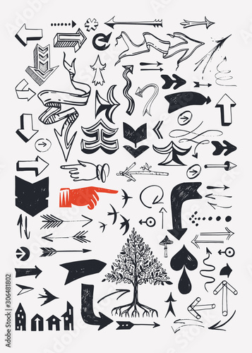 Set of various typographic arrows