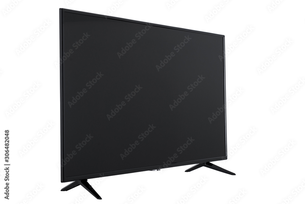View of widescreen internet tv monitor isolated on white background View of widescreen internet tv monitor isolated on white background
